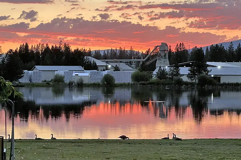 Photo of Gilchrist Mill at sunset in Oregon